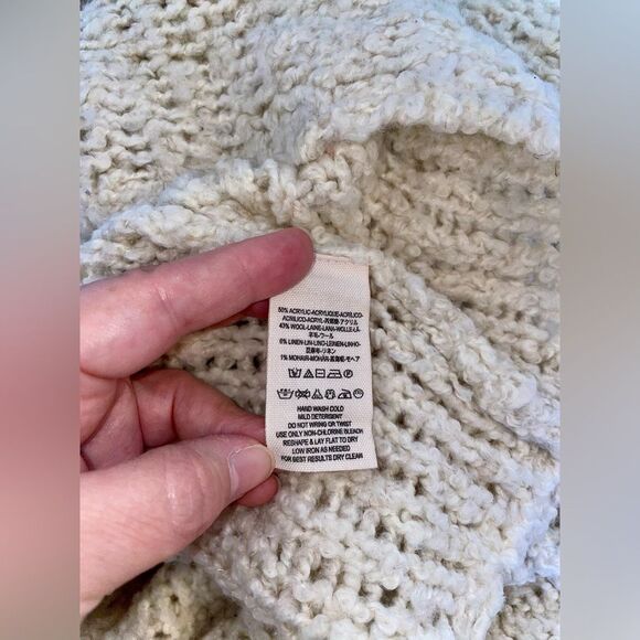 Free People Engineer Stripe Cowl Neck Sweater, Cream, Neutral Beachy Size M - Picture 4 of 5